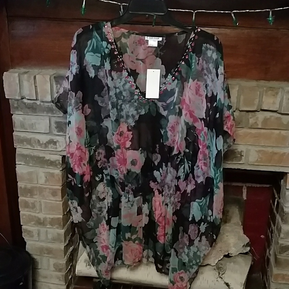 Jeweled neckline cover up